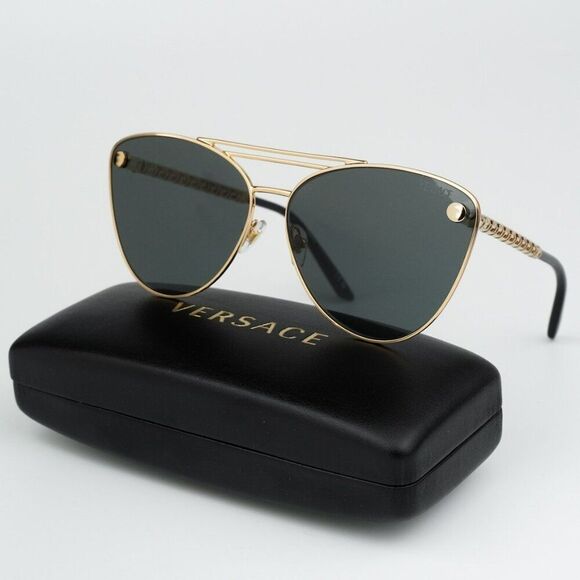 NEW Versace VE2267 100287 Gold Dark Gradient Pilot Unisex Sunglasses VE 2267 - Picture 1 of 12